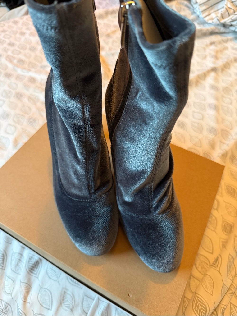 Sam Edelman Women's Velvet Mid-Calf Boots in Charcoal Gray size 8